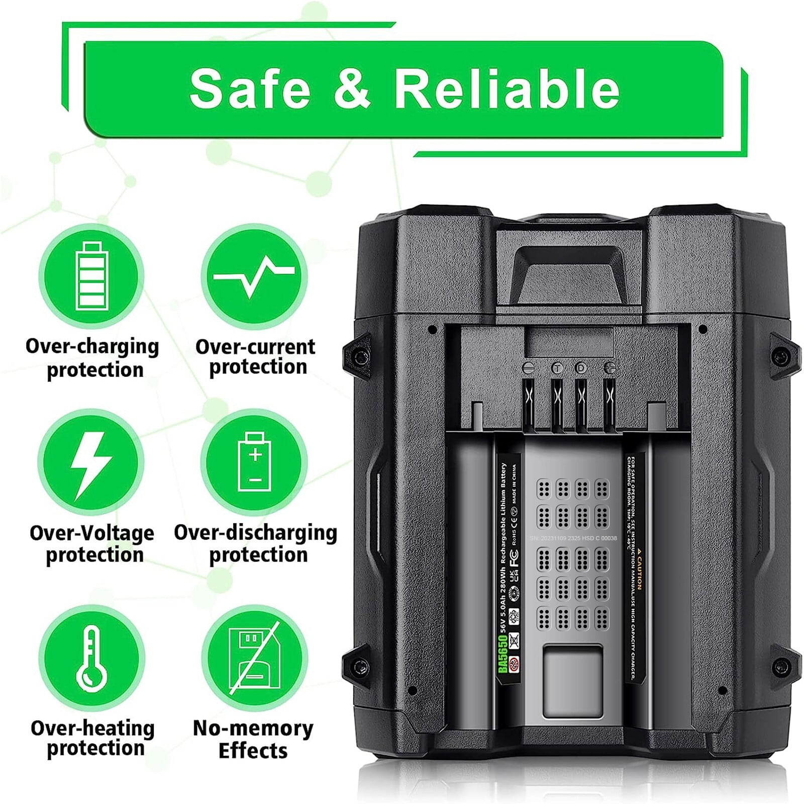 For EGO Power+ 56V BA2800T 5 Ah Lithium Ion Battery BA4200 BA2800T 56V LB4800