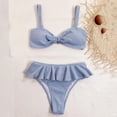 thumbnail image 4 of LoyisViDion Women Swimsuits On Clearance Women Sexy Solid Push Up High Cut Lace Up Halter Bikini Set Two Piece Swimsuit Light blue M, 4 of 9