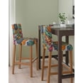 thumbnail image 2 of Vintage Floral Boho Bar Stool Covers Set of 6, Abstract Art Modern Flowers Stretch Washable Bar Chair Covers with Backs, Removable Pub Counter Height Chair Cover for Kitchen Dining Room Cafe, 2 of 7