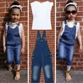thumbnail image 3 of Toddler Girls Cloths Outfits Kids Clothes Set T-Shirt Tops Denim Overalls Jeans Pants Girls Outfits, 3 of 10