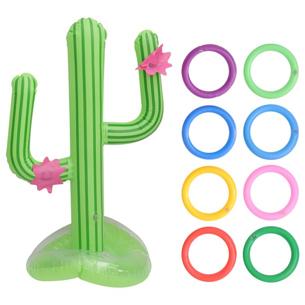 1 juego de juguetes inflables de cactus para playa, juguetes de verano, anillos, juegos de bucle, suministros