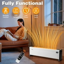 32" Baseboard Heater, 1500W Electric Baseboard Space Heater with 3 Heat Settings, Remote Control, Built-in Humidifier, 12H Timer, Tip-Over Switch, for Indoor Bedroom Office Home, White