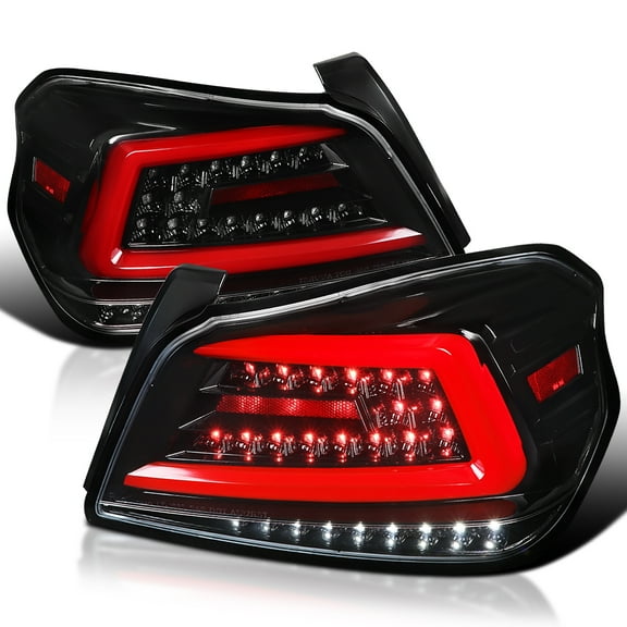 Spec-D Tuning Jet Black LED Tail Lights w/ Red Sequential LED Tube Compatible with 2015-2021 Subaru WRX / WRX STI  Left   Right Pair Assembly