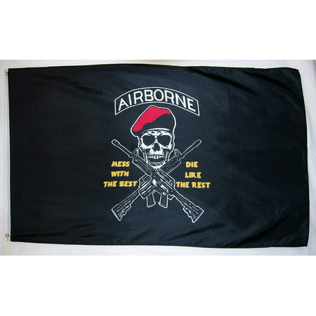 Airborne Mess With The Best Die Like The Rest Flag 3' X 5' Banner, Our Large Indoor Outdoor 3'x 5' Polyester Flag has header tape and 2 metal grommets This Flag is.., By (Best Performing Banner Ad Sizes)