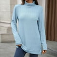 thumbnail image 3 of ZUKMRJPC Women's Turtleneck Tunic Sweaters Trendy Knitted Cotton Solid Color Sweatshirt Loose Fit Casual Long Sleeve Pullover Tops, 3 of 7