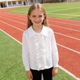 thumbnail image 5 of PWPSG Girls Back to School Dress Shirts Cotton Tops Kids Long Sleeve Lapel Blouses Solid Button Down Tee Shirts Elegant Shirts for Party & Class & Daily White 3 Years, 5 of 9