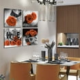 thumbnail image 5 of Black and White Wall Decor Orange Wall Art Flower Canvas Pictures Bedroom Living Room Home Decoration 4Pcs/Sets 14×14" Large Floral Posters Rose Prints Paintings Bathroom Salon Office Modern Artwork, 5 of 6