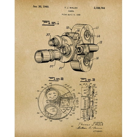 Photography Artwork - Original Camera Walsh Artwork Submitted In 1940 - Photography - Patent Art Print
