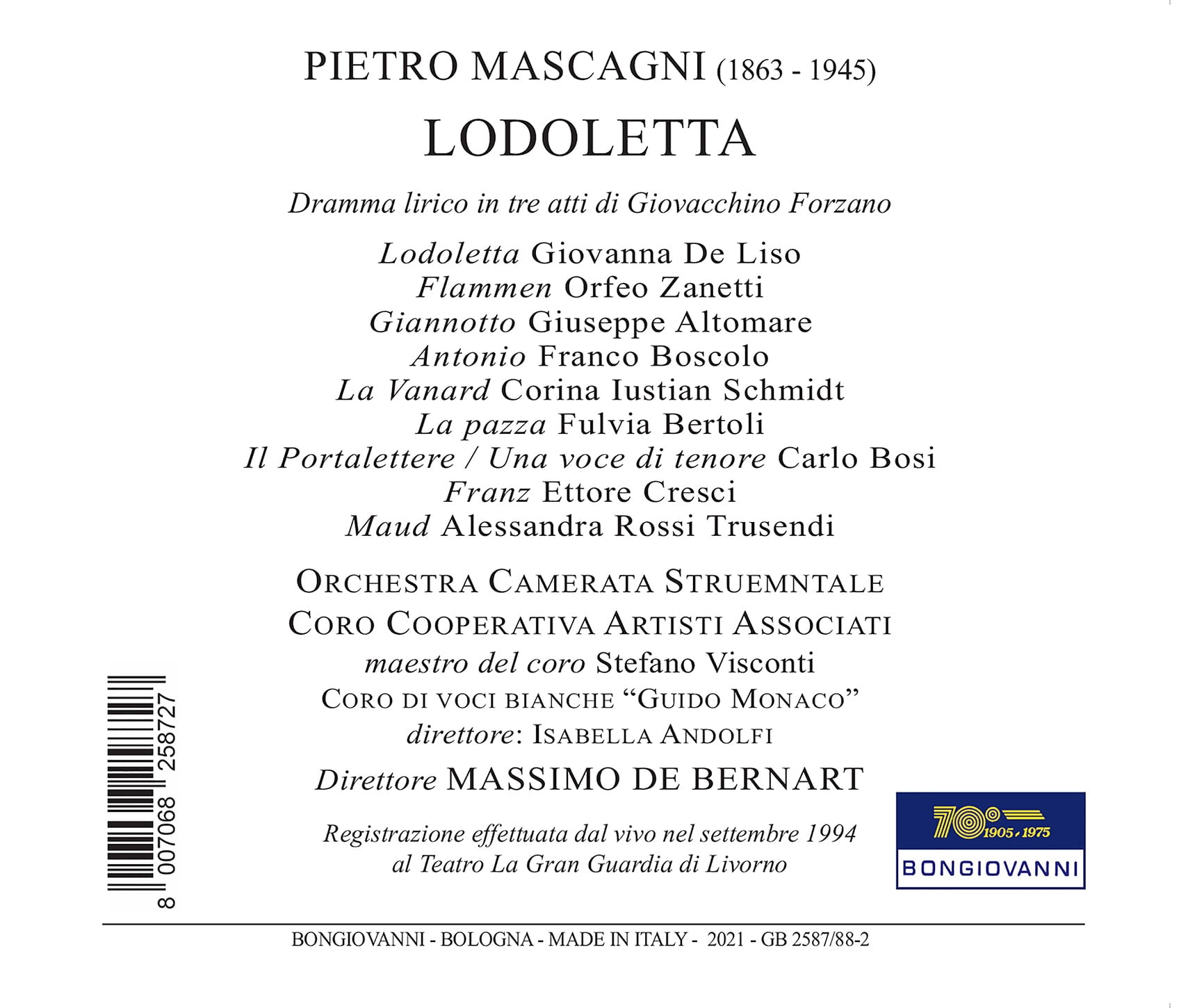 Orchestra Camerata Strumentale Coro Cooperativa Artisti Associati - Lodoletta - Music & Performance - CD