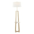 thumbnail image 4 of Cosmo Shelf Contemporary, Glam Floor Lamp in White Marble and Gold Metal with White Linen Shade by LumiSource, 4 of 8