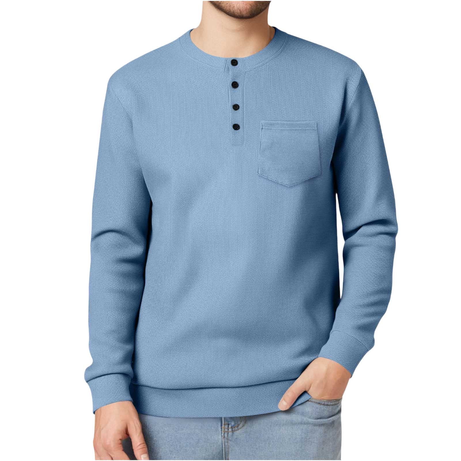 Henley Quarter Zip Sweater Men Button Up Pullover Textured Knit