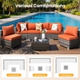 thumbnail image 3 of XIZZI 7-Piece Outdoor Sectional Furniture Sets, Wicker Patio Conversation Set with Cushions and Coffee Table, All-Weather Patio sets for Backyard, Garden,Orange, 3 of 9