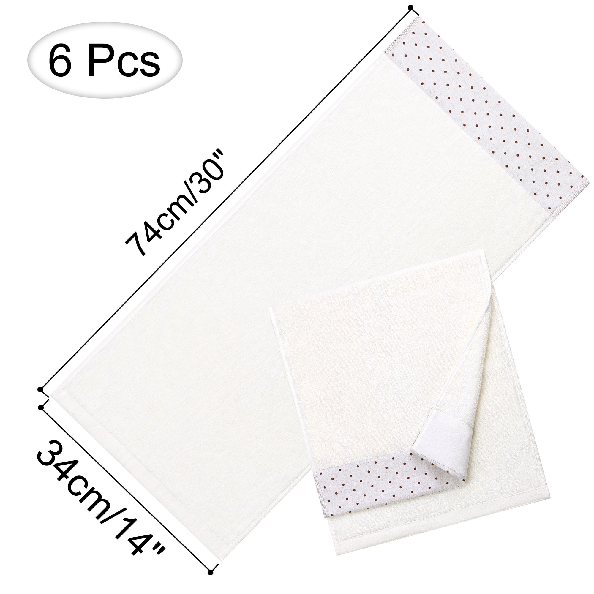 Unique Bargains Cotton 600 GSM Absorbent Hand Towel Set 14" x 30" Beige 6 Pcs