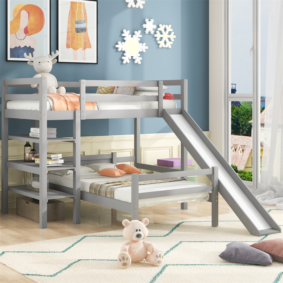 ARCTICSCORPION Twin Size Loft Bed with Slide and Ladder,Loft Bed Frame ...