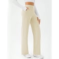 thumbnail image 2 of Pantalones de yoga DLOODA de pierna ancha y cintura alta para mujer, color caqui, 2 of 4