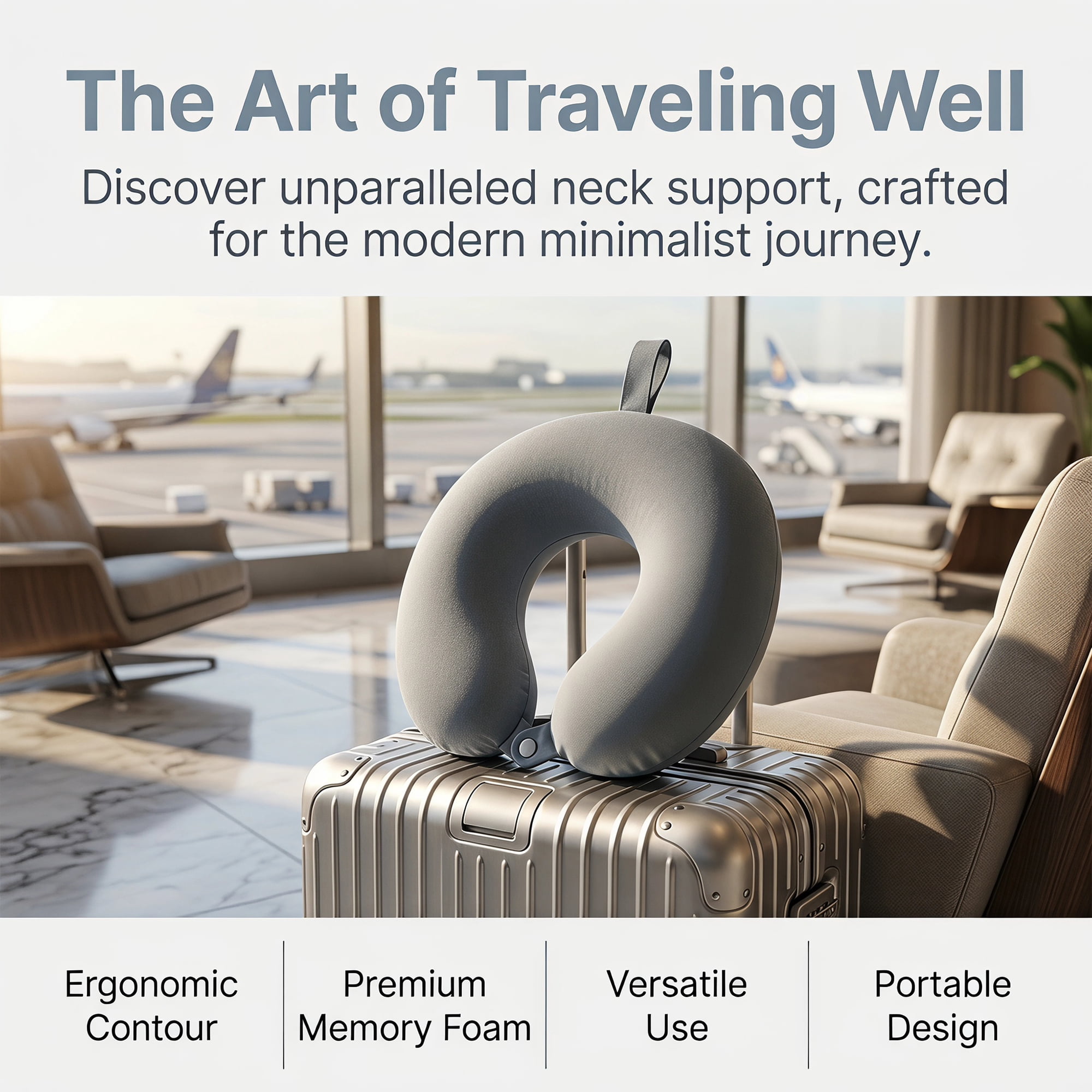 Unique Bargains Memory Foam Travel U Shape Neck Pillow Head Rest Dark gray 12"x12"x4"