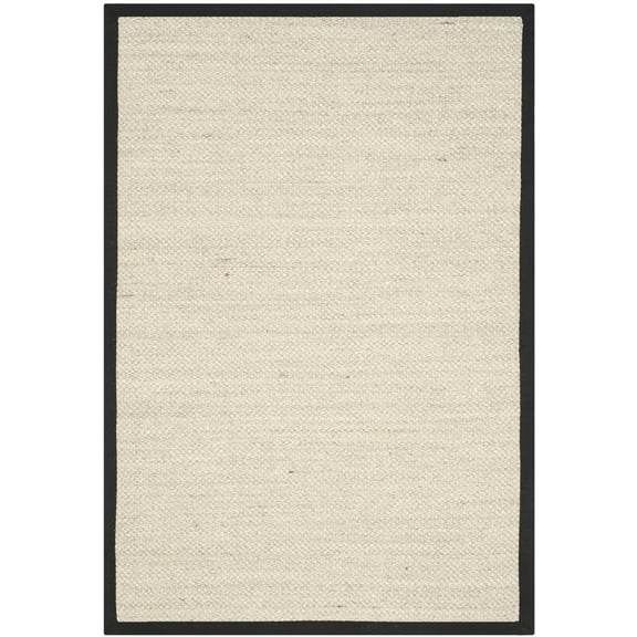 SAFAVIEH Natural Fiber Kentigern Border Seagrass Area Rug, Marble/Black, 4' x 6'