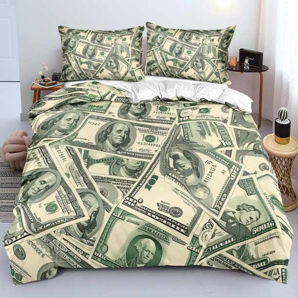 Dólar Twin Funda Nórdica Cien Billetes Funda de Edredón Retrato Juego de Cama