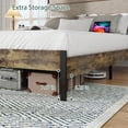 thumbnail image 4 of Queen Size Wood Platform Bed Frame with Charging Station and LED Lights,No Box Spring Needed,Industrial Brown for Bedroom, 4 of 12