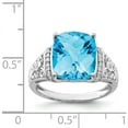 thumbnail image 2 of Sterling Silver Rhodium Checker-Cut Blue Topaz & Diam. Ring (Size 5) Made In Thailand qr3062bt-5, 2 of 5