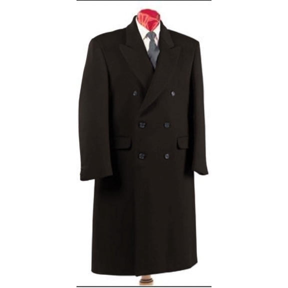 Mens Charcoal Grey Double Breasted Six Button Fully Lined Long Coat