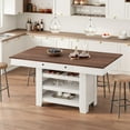 thumbnail image 1 of Kojooin 60 in Wood Dining Table for 4-6, Counter Height Kitchen Table with Wine Rack, Drawers and Open Shelves, 1 of 7