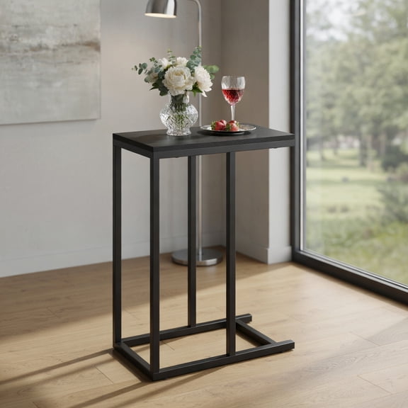 Topcobe C-Shaped Side Table with Heavy-Duty Metal Frame, End Tables Living Room, Modern Furniture for Home-Black