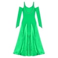 thumbnail image 5 of TiaoBug Women's Glittery Lyrical Dance Costume Hemline Ballroom Modern Contemporary Dance Dress Green M, 5 of 7