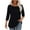 Black, variant on Tops for Women Plus Size 3/4 Sleeve Pleats Solid Color Round Neck Three-quarter Sleeves Loose T-shirt Gray XXXL