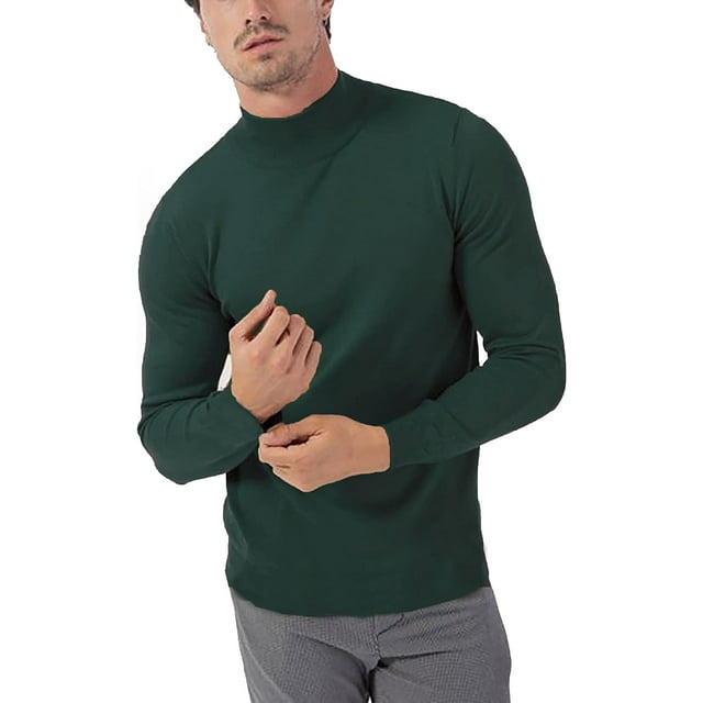 GHSDFBB Men Regular Fit Basic Lightweight Long Sleeve Pullover Top Mock Turtleneck T-Shirt