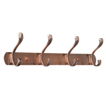 

Uxcell Dual Wall Hook Rack Stainless Steel Base 13.8 Inch 4 Hooks Holder Copper Tone