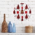 thumbnail image 3 of Red Christmas Trees Plaids Round Wall Clock Silent Analog Battery Operated Gold Pointer Home Decor 9.84" Diameter, 3 of 11