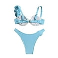 thumbnail image 7 of Warop Women's Solid Color Underwire Bikini Set with Floral Print, Beach Vacation Swimsuit for Pool and Resort, 7 of 7