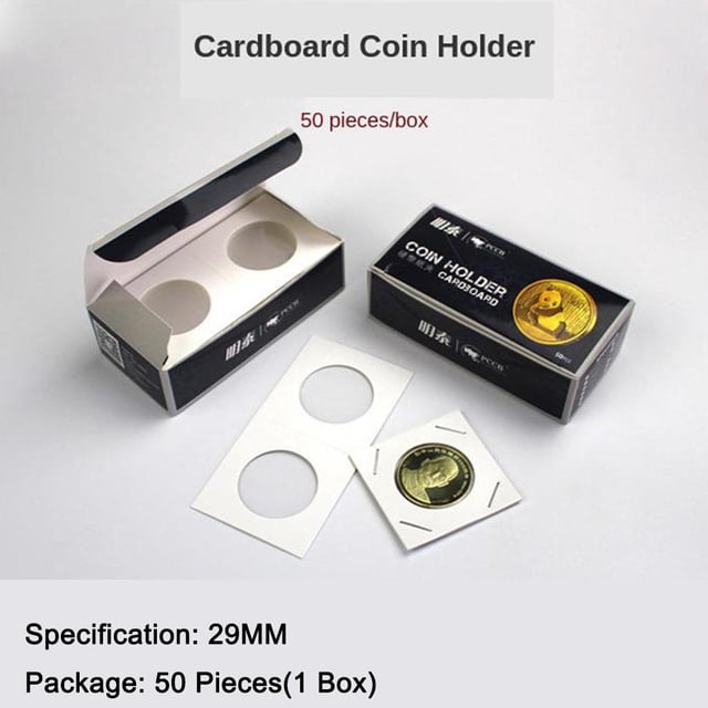 50pcs Porta monedas de cartón Mega Surtido Caja de contenedores de monedas para almacenamiento de monedas 29mm Yotijar monedero de cartón