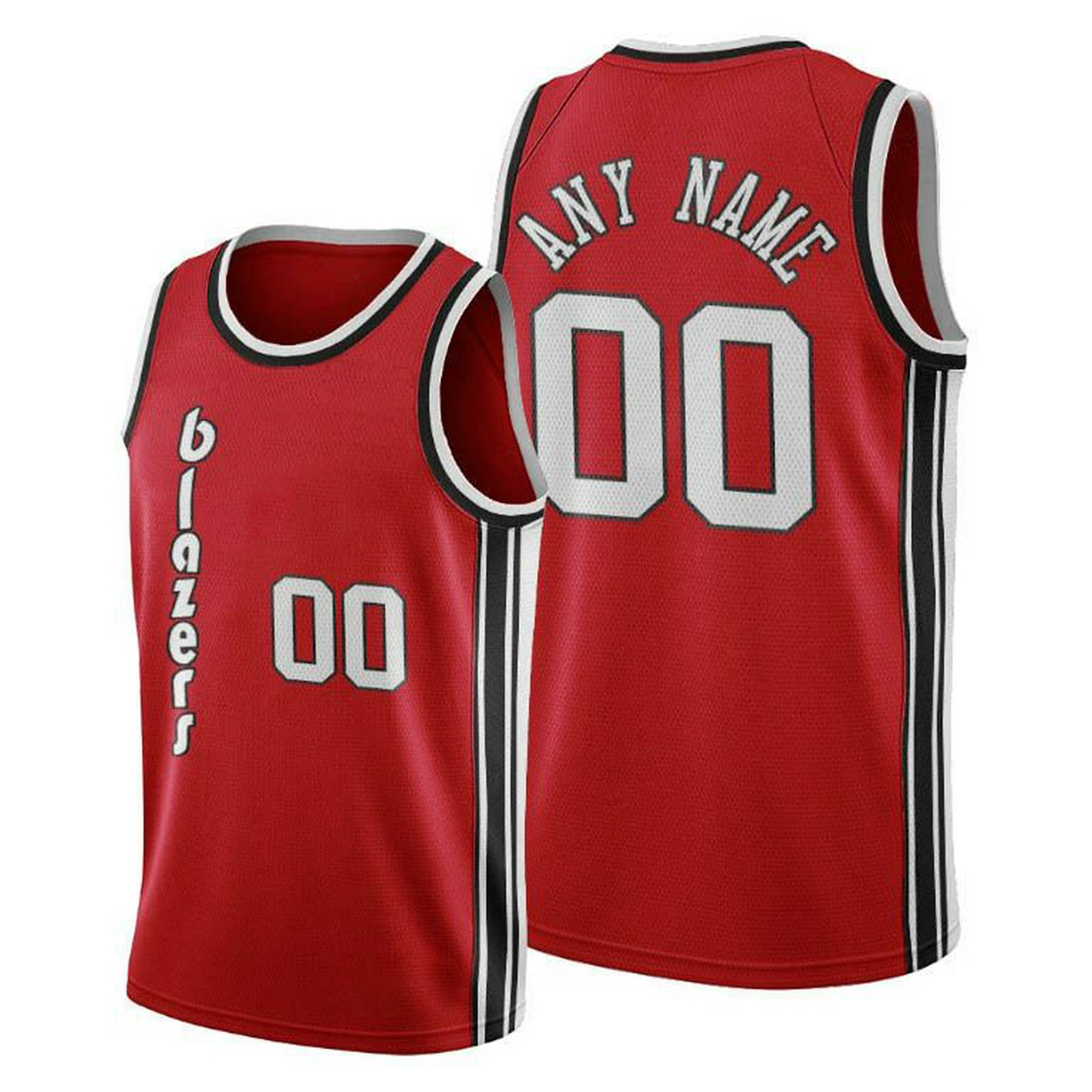 NBA_ Jersey Portland Trail''Blazers''Men C.J. McCollum Damian Lillard  Carmelo Anthony 50th Anniversary Retro Red Custom Jersey 