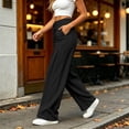 thumbnail image 5 of Vynhevius Women Wide Leg Pants Solid Drawstring Waist Dual Pockets Pleated Casual Loose Trousers, 5 of 7
