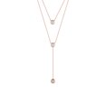thumbnail image 1 of Collar llamativo con dije de circonio cúbico de doble capa de acero inoxidable Cadena clavicular (oro rosa), 1 of 5