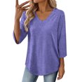 thumbnail image 6 of Kezqiaxn 3/4 Length Sleeve Womens Tops Fall V-Neck Loose Casual Shirts Business Dressy Work Blouses Fashion Clothing, 6 of 7