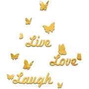 Wall Sticker, Live Love Laugh Letter Butterfly Mirror Wall Sticker 3D DIY Decal Home Decor
