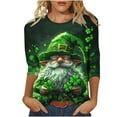 thumbnail image 2 of T-Shirt à Col Rond Imprimé de la Saint-Patrick pour Femmes, Manches Trois Quarts 3/4, Coupe Ample, 2 of 5