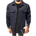 thumbnail image 3 of Men's Tweed Blazer Coat Casual Solid Color Long Sleeve Button Down Cardigan Work Jacket Double Pockets Lapel Fashion Business Office Outfits Essential Gift For Him | JASKFLY,Navy L, 3 of 8