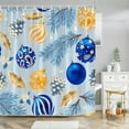 thumbnail image 4 of Christmas Ball Shower Curtain, Waterproof Polyester Fabric Bathroom Curtain with 12 Hooks, Holiday Theme Decor for Bath Tub(Blue-B), 4 of 5