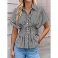 thumbnail image 3 of Blusa Tankaneo de manga corta con botones en forma de peplum a rayas para mujer, 3 of 6