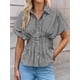thumbnail image 3 of Blusa Tankaneo de manga corta con botones en forma de peplum a rayas para mujer, 3 of 6