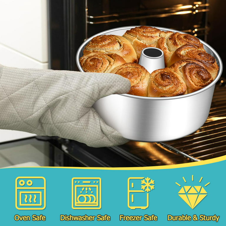 Vesteel 10 inch Angel Food Cake Pan, Stainless Steel Pound Cake Mold with  Tube 16 Cups Tube Pan, Non-toxic & One-Piece Design