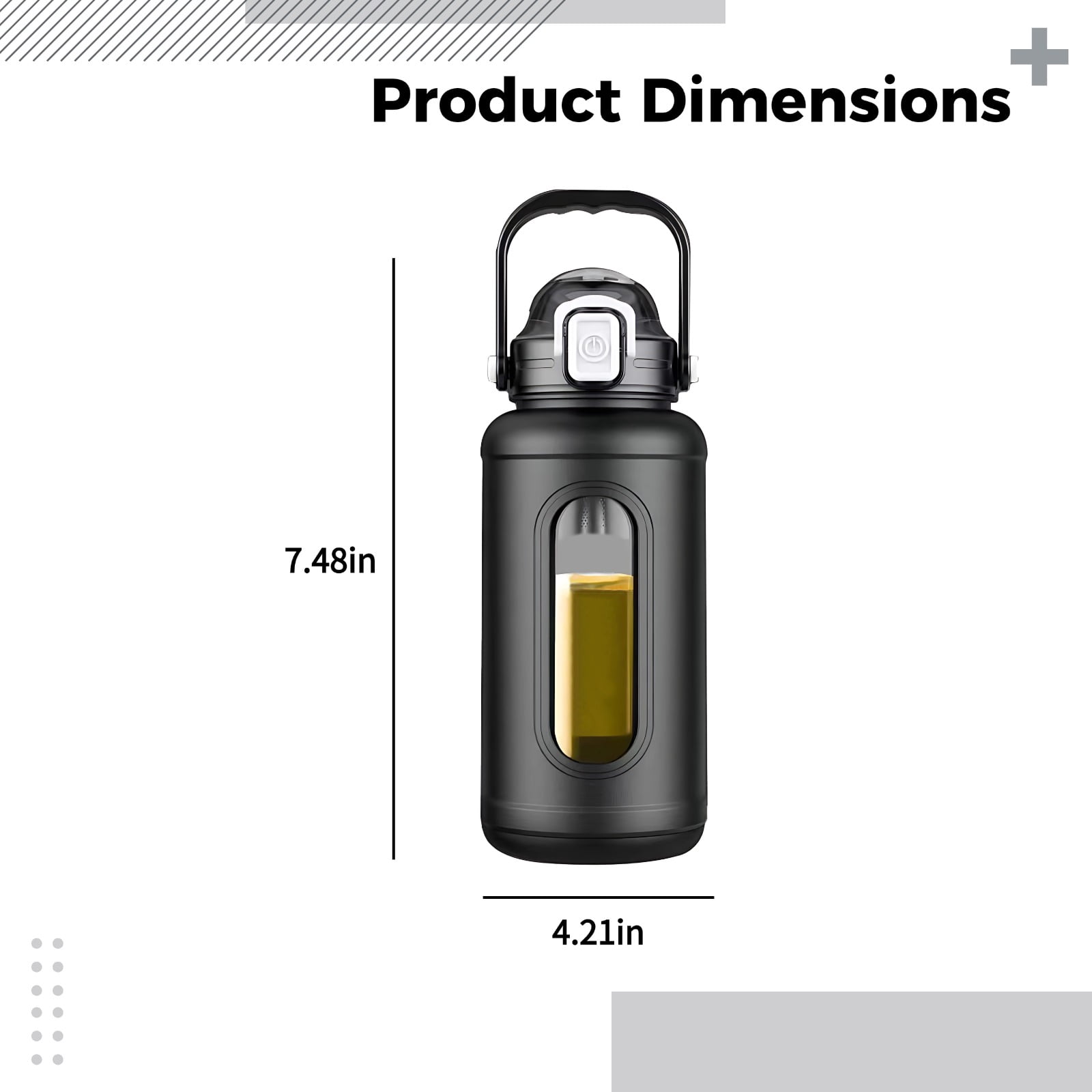Large 34 oz (1000 mL) Glass Water Bottle, Shatter-Resistant Design, with Silicone Sleeve, Black, Dual-Purpose Straw and Spout, Ideal for Outdoor Adventures