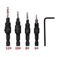thumbnail image 3 of 1 Set Hexagonal Shank Woodwork Hole Opener Countersunk Drill Bit Drilling Tool For Screw Sizes #5 #6 #8 #10 #12, (4Pcs / 5Pcs), 3 of 8