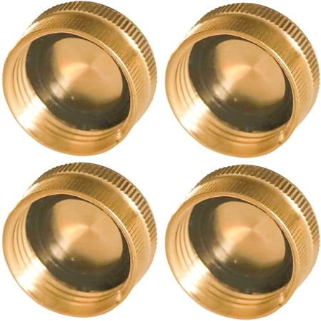 4 Pcs Brass Hose End Caps With Washers - Hex Head Plug Caps For Garden Hose, Radiator, Washing Machine & Plumbing