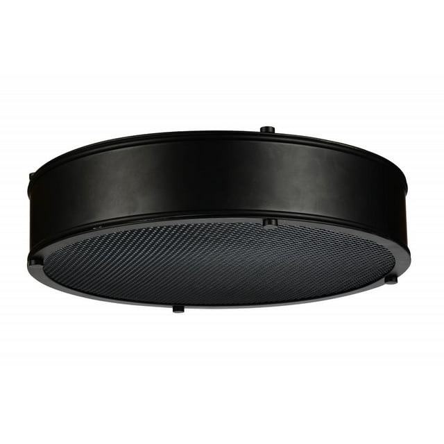 3 Light Drum Shade Flush Mount with Black finish