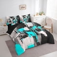thumbnail image 2 of Homewish Blue Abstract 7-Piece Twin Bedding,Contemporary Art Bedding Comforter Set,Black Reversible, 2 of 8